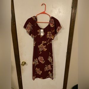 Almost Famous flower burgundy midriff dress